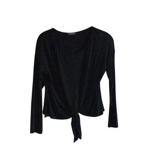 Fashion Nova Black Tie-Front Top